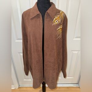 Bob Mackie Suede Brown Jacket with Gold Embroidery
